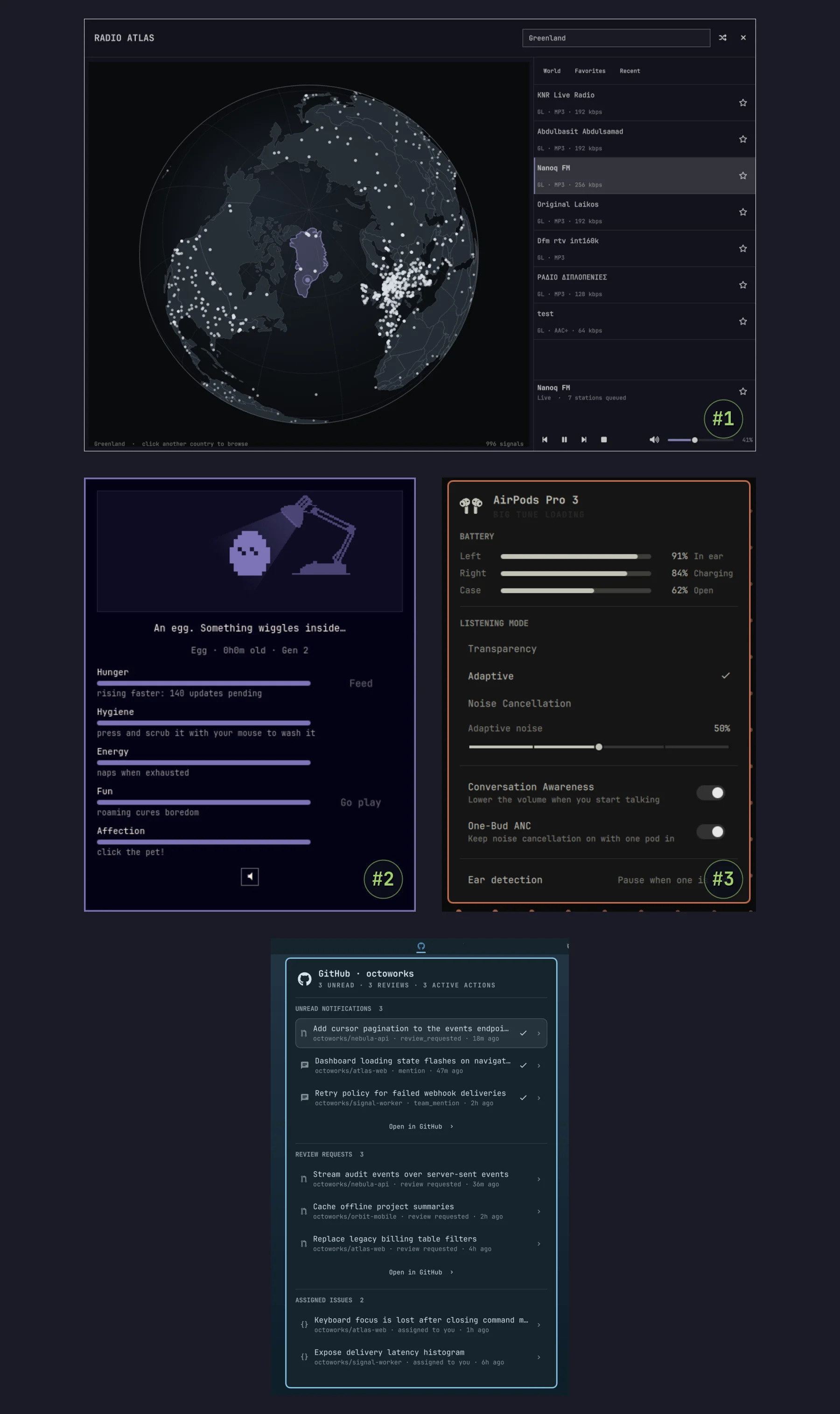 Radio Atlas, Omagotchi, AirPods, and GitHub